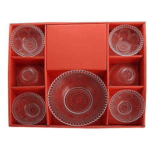 Glass Ideas  Savoury Pudding Set/Dryfruit Serving Bowl, 7 pcs  