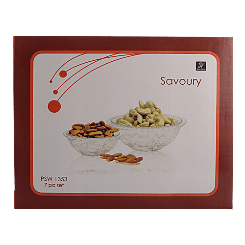 Glass Ideas  Savoury Pudding Set/Dryfruit Serving Bowl, 7 pcs  