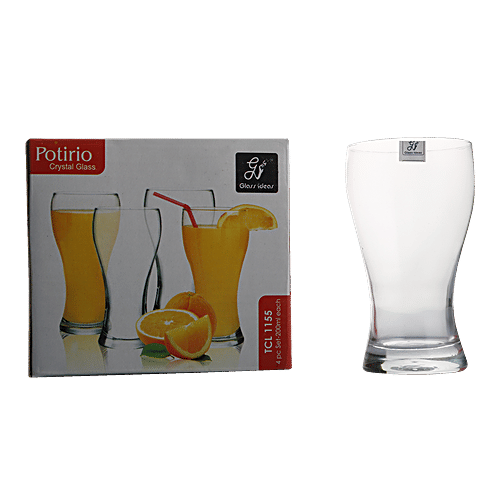Glass Ideas  Juice/Water/ Beer Crystal Glass Tumbler - Potirio, 200 ml (Set of 4) 
