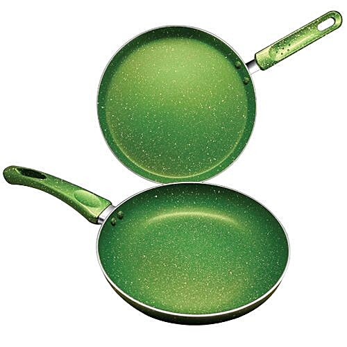 Shri & Sam Non Stick Cookware Set - Green, Mosaic, Induction bottom, 2 pcs  