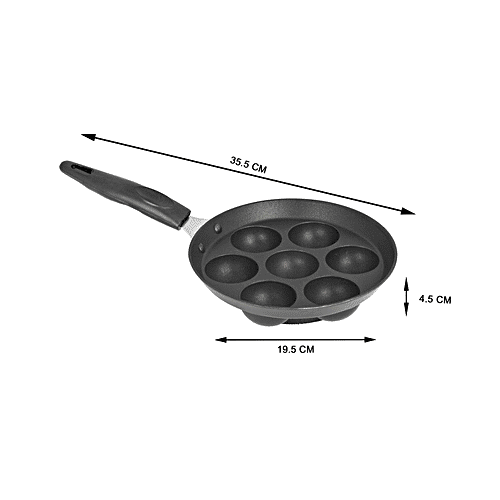 Anjali Aluminium Appachetty - 2 Layer, Scratch Resistant, 7 Cups, 28 cm, 3 mm, With Lid, Bakelite Handle, Diamond Series, 1 pc