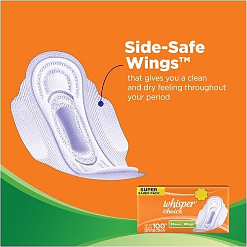 Whisper  Sanitary Pads - Choice Wings Regular, 20 pcs  