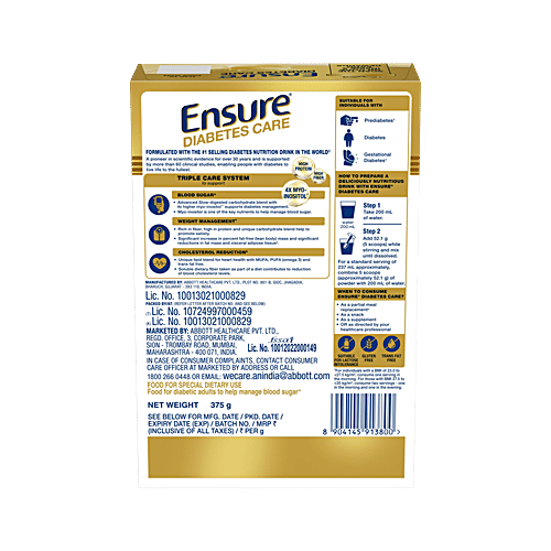 Ensure Diabetes Care Nutritional Drink - Vanilla Delight, 400 g Jar 