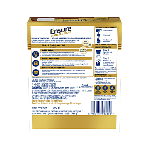 Ensure Diabetes Care Specialized Nutrition Drink - Chocolate Flavour, 200 g  