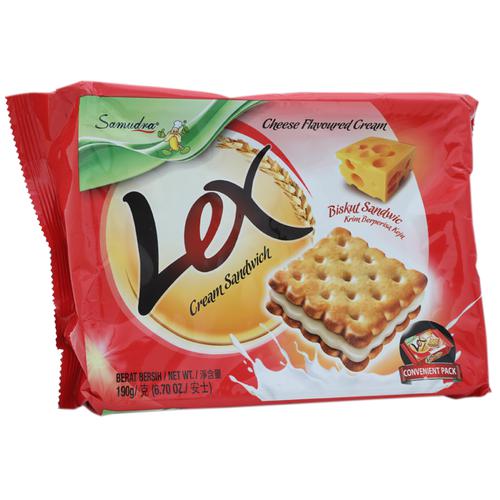 Samudra Lex Cream Sandwich Biscuits - Cheese Flavour, 190 g  Zero Trans Fat, Zero Cholesterol