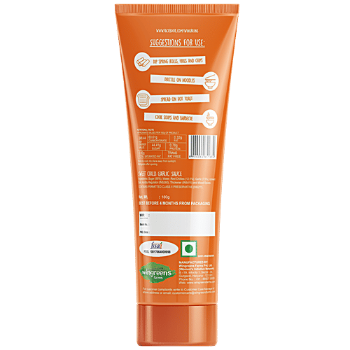 Wingreens Farms Sweet Chilli Garlic Sauce, 180 g  Trans Fat Free