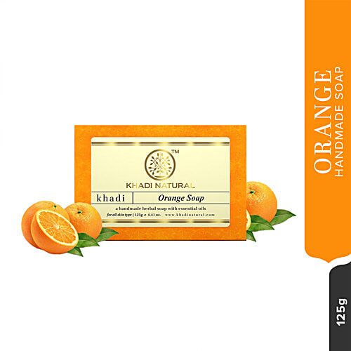 Khadi Natural Orange Handmade Soap - Exfoliates Skin, 125 g  