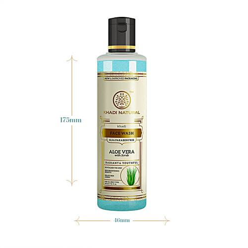 Khadi Natural Aloe Vera Face Wash With Scrub - Deeply Exfoliates Skin, SLS & Paraben Free, 210 ml  