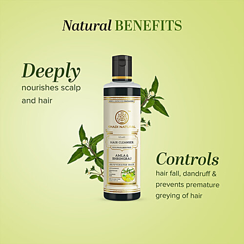 Khadi Natural Amla & Bhringraj Hair Cleanser - SLS & Paraben Free, 210 ml  