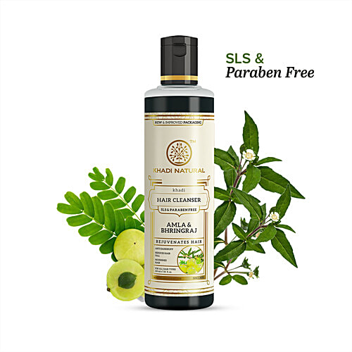 Khadi Natural Amla & Bhringraj Hair Cleanser - SLS & Paraben Free, 210 ml  