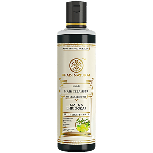 Khadi Natural Amla & Bhringraj Hair Cleanser - SLS & Paraben Free, 210 ml  