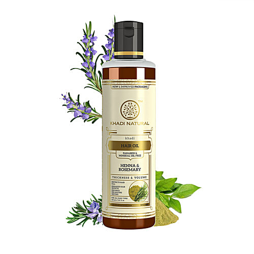 Khadi Natural Henna Rosemary Hair Oil - For Hair Growth, Paraben & Mineral Oil Free, 210 ml