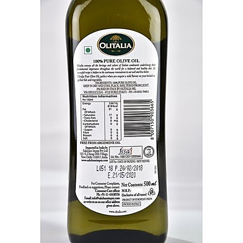 Olitalia 100% Pure Olive Oil, 500 ml  