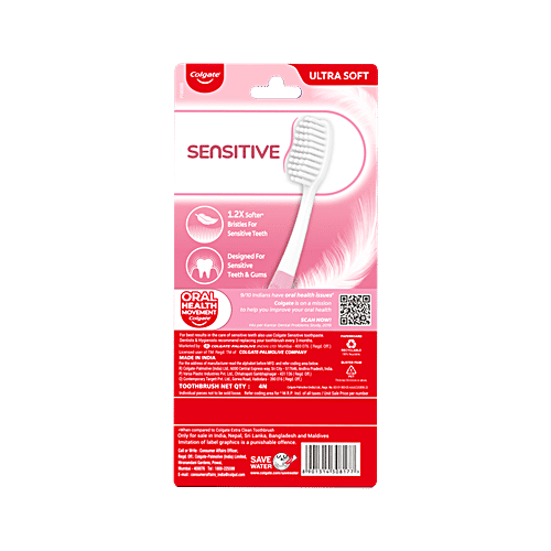 Colgate Gentle Sensitive Soft Bristles Toothbrush, 4 pcs  