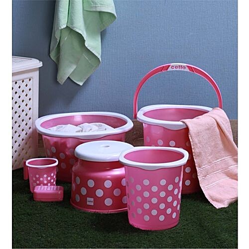 Buy Cello Fusion Bathroom Set Pink 6 Pcs Online At Best Price bigbasket