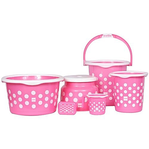 Buy Cello Fusion Bathroom Set Pink 6 Pcs Online At Best Price of Rs