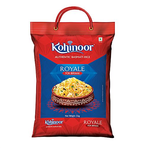 Kohinoor Basmati Rice/Basmati Chawal - Royale, Authentic Biryani, 5 kg