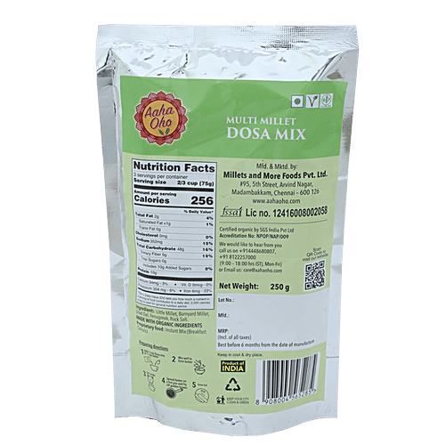 Aaha Oho Organic Dosa Mix - Mixed Millet, 250 g  