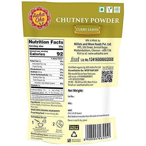 Aaha Oho Organic Chutney Powder - Curry Leaves, 100 g  