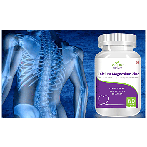 Natures Velvet Calcium Magnesium Zinc With Vitamin D3 Tablets - For Healthy Bones, 60 pcs  