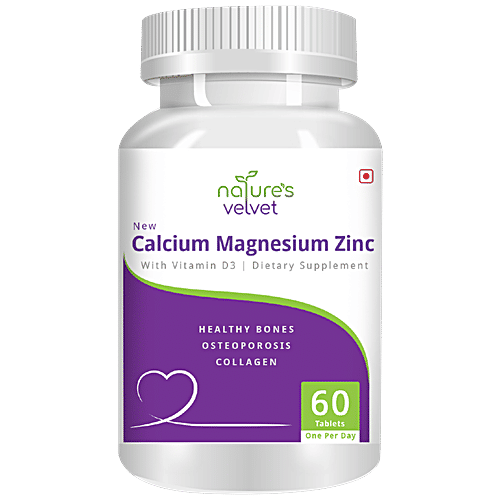 Natures Velvet Calcium Magnesium Zinc With Vitamin D3 Tablets - For Healthy Bones, 60 pcs  