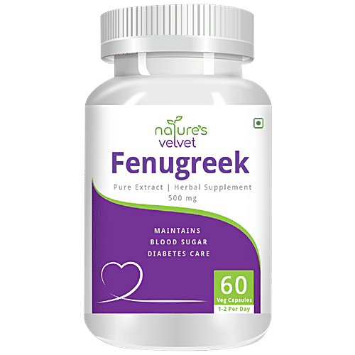 Buy Natures Velvet Fenugreek Extract 500 mg Vegetarian Capsules For