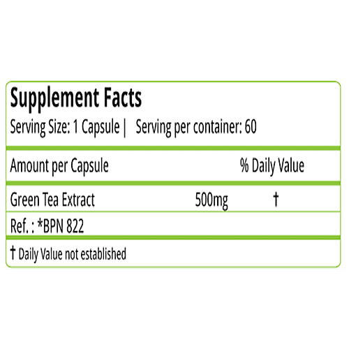 Natures Velvet Green Tea Extract 500 mg Vegetarian Capsules - Weight Loss, Burns Fat, 60 pcs  