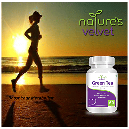 Natures Velvet Green Tea Extract 500 mg Vegetarian Capsules - Weight Loss, Burns Fat, 60 pcs  
