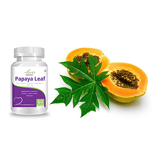 Buy Natures Velvet Papaya Leaf Extract 500mg Vegetarian Capsules For