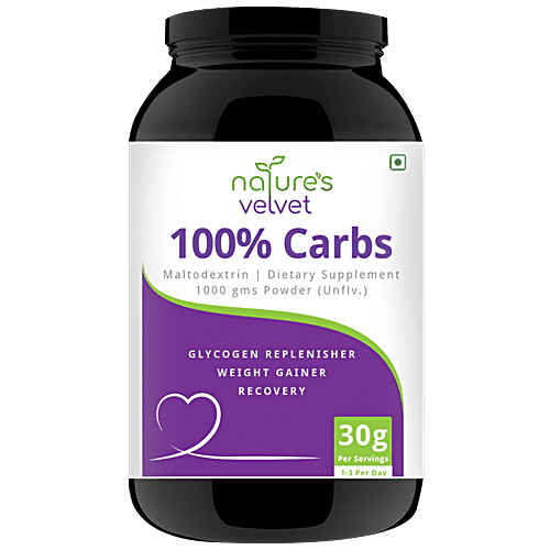 Natures Velvet 100 % Carbs Unflavoured Dietary Supplement Powder - For Weight Gain & Energy, 1 kg  