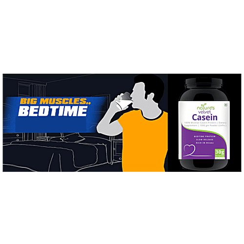 Natures Velvet Casein Protein Dietary Supplement - Vegetarian & Natural Slow Digesting Dairy Protein, 1 kg