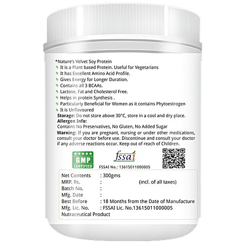 Natures Velvet Soy Protein, Vegetarian and Natural, 300 gms, 300