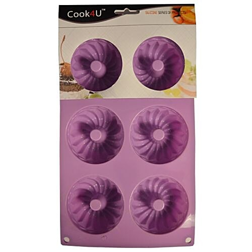 Cook4U Silicon Cup Cake/Muffin Mould - 6 Compartments, Pink, 1 pc  Microwave Safe & Freezer Safe