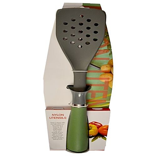 H&B Slotted Turner - Nylon, Silicon Handle, Green, 1 pc  