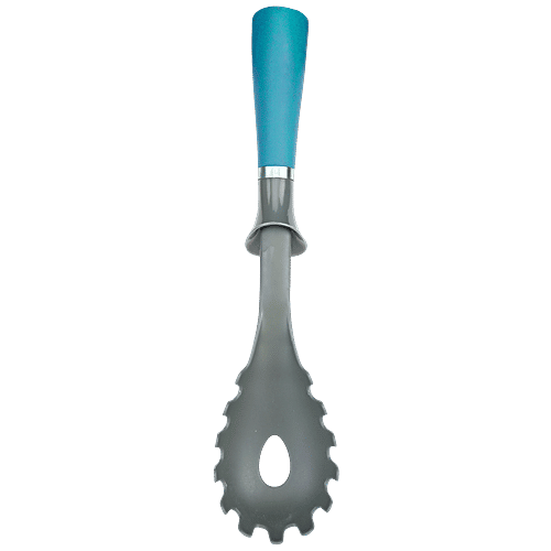 H&B Pasta/Spaghetti Spoon - Nylon, Silicon Handle, Blue, 1 pc  