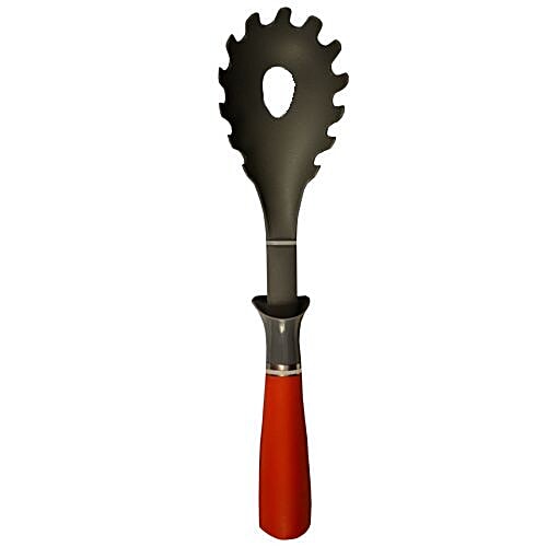 H&B Pasta/Spaghetti Spoon - Nylon, Silicon Handle, Red, 1 pc  