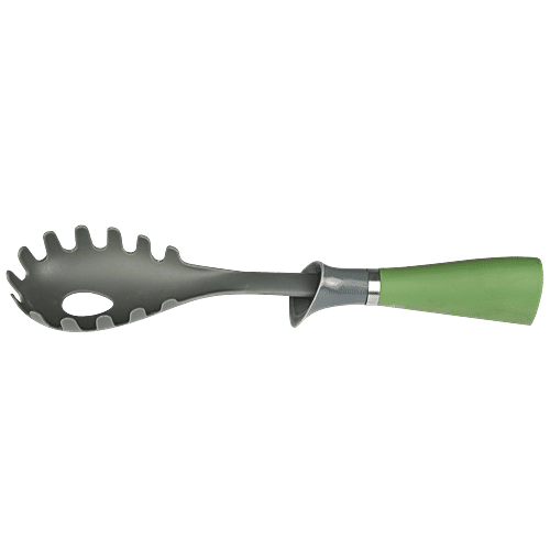 H&B Pasta/Spaghetti Spoon - Nylon, Silicon Handle, Green, 1 pc  