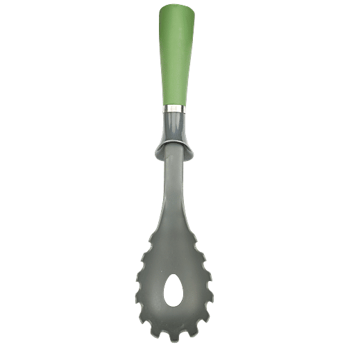 H&B Pasta/Spaghetti Spoon - Nylon, Silicon Handle, Green, 1 pc  