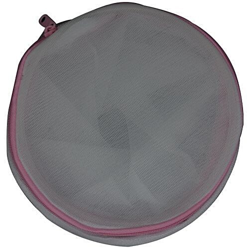 KM Washing Net Bag - White, For Undergarments/Lingerie, Durable, Foldable, BB086, 1 pc Fraying, Durability, Foldable