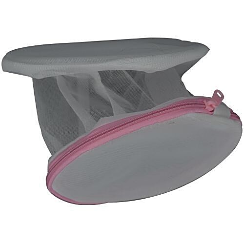 KM Washing Net Bag - White, For Undergarments/Lingerie, Durable, Foldable, BB086, 1 pc Fraying, Durability, Foldable