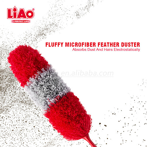 Liao Microfibre Cleaning Duster - Used For Multi-Purpose Cleaning, Red & Grey, Super Dust Absorbent, Soft, E130015, 1 pc  