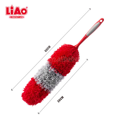 Liao Microfibre Cleaning Duster - Used For Multi-Purpose Cleaning, Red & Grey, Super Dust Absorbent, Soft, E130015, 1 pc  