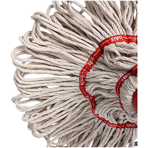 Liao Twist Cotton Floor Mop With Steel Stick - A130019, For Cleaning, 30X9X124 cm, White & Red, 1 pc  
