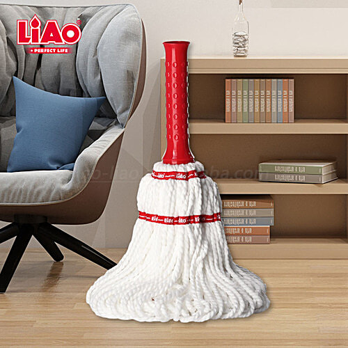 Liao Twist Microfibre Floor Mop With Steel Stick - A130019, For Cleaning, 40X9X134 cm, White & Red, 1 pc  