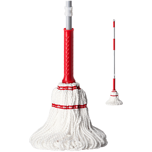 Liao Twist Microfibre Floor Mop With Steel Stick - A130019, For Cleaning, 40X9X134 cm, White & Red, 1 pc  