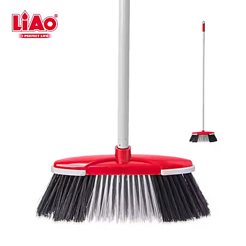 Liao Floor Broom - Plastic & Nylon Bristle, With 4.4 Feet Stick, For Cleaning Dust, K130002, 1 pc  