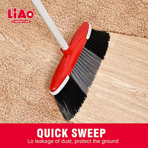 Liao Floor Broom - Plastic & Nylon Bristle, With 4.4 Feet Stick, For Cleaning Dust, K130002, 1 pc  