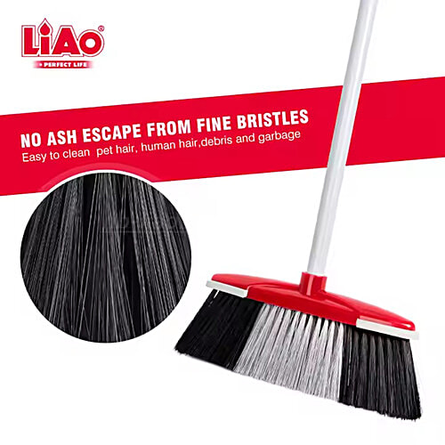 Liao Floor Broom - Plastic & Nylon Bristle, With 4.4 Feet Stick, For Cleaning Dust, K130002, 1 pc  