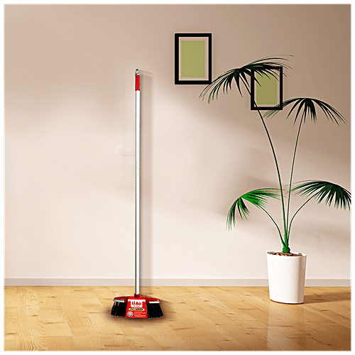 Liao Floor Broom - Plastic & Nylon Bristle, With 4.4 Feet Stick, For Cleaning Dust, K130002, 1 pc  