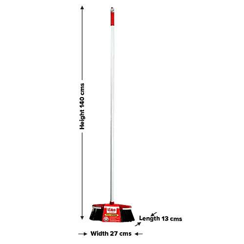 Liao Floor Broom - Plastic & Nylon Bristle, With 4.4 Feet Stick, For Cleaning Dust, K130002, 1 pc  